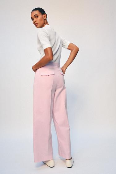 PANTALON LARGE À PINCES - Rose de Zara - Image 4