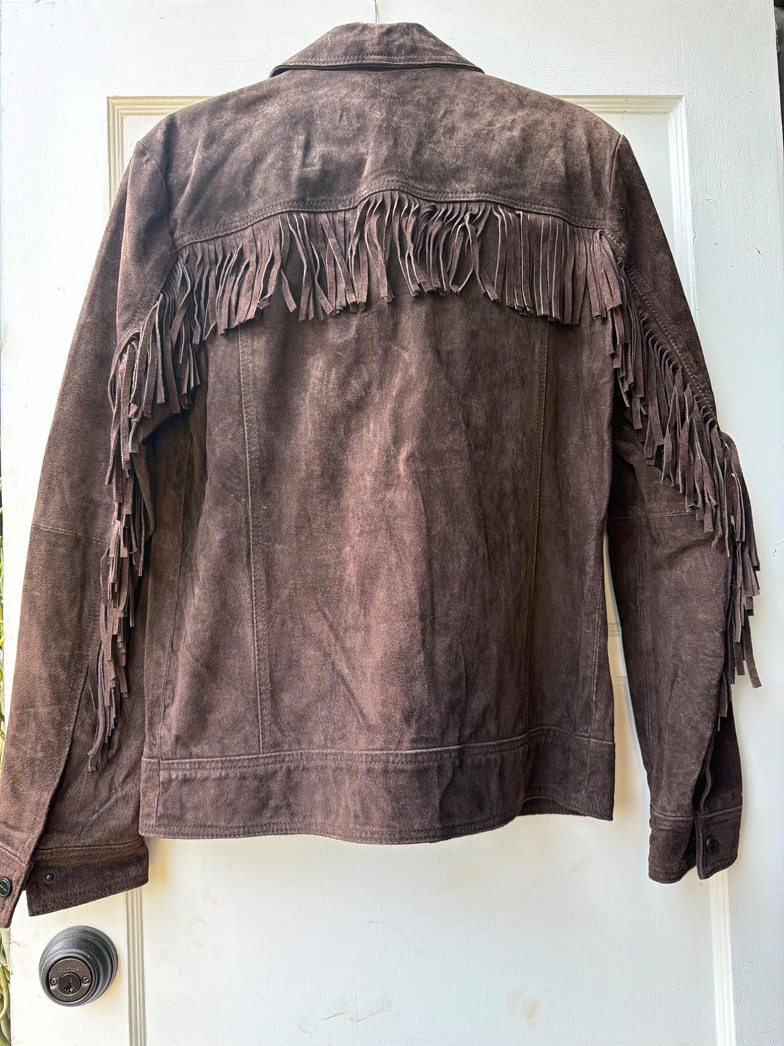 BROWN PREMIUM QUALITY SUEDE TASSELED ZIPPER JACKET - Image 5
