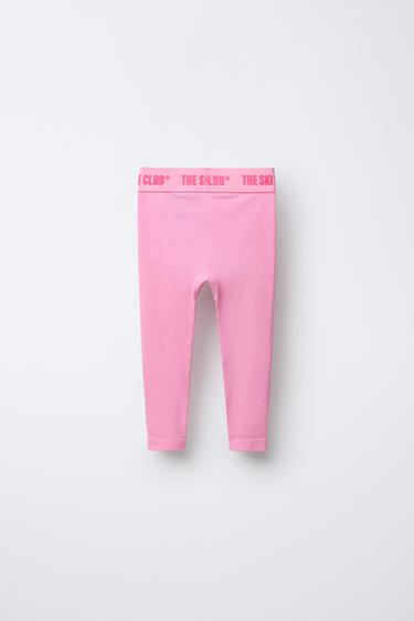 LEGGING THERMIQUE CÔTELÉ INSCRIPTION EN RELIEF - Rose de Zara - Image 1