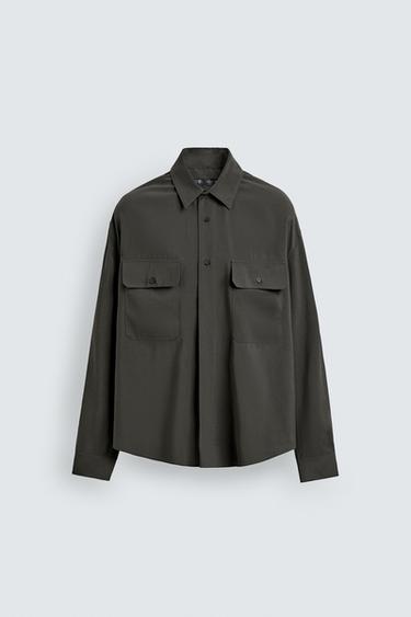 FLOWING RELAXED FIT SHIRT - Anthracite grey by Zara