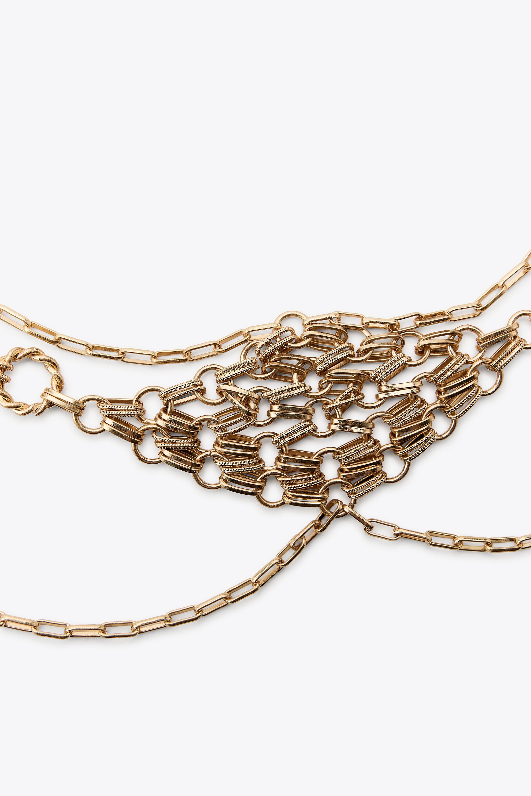 Arabic Zara Body Chain RHOMBUS METAL BELT Golden ZARA Ireland