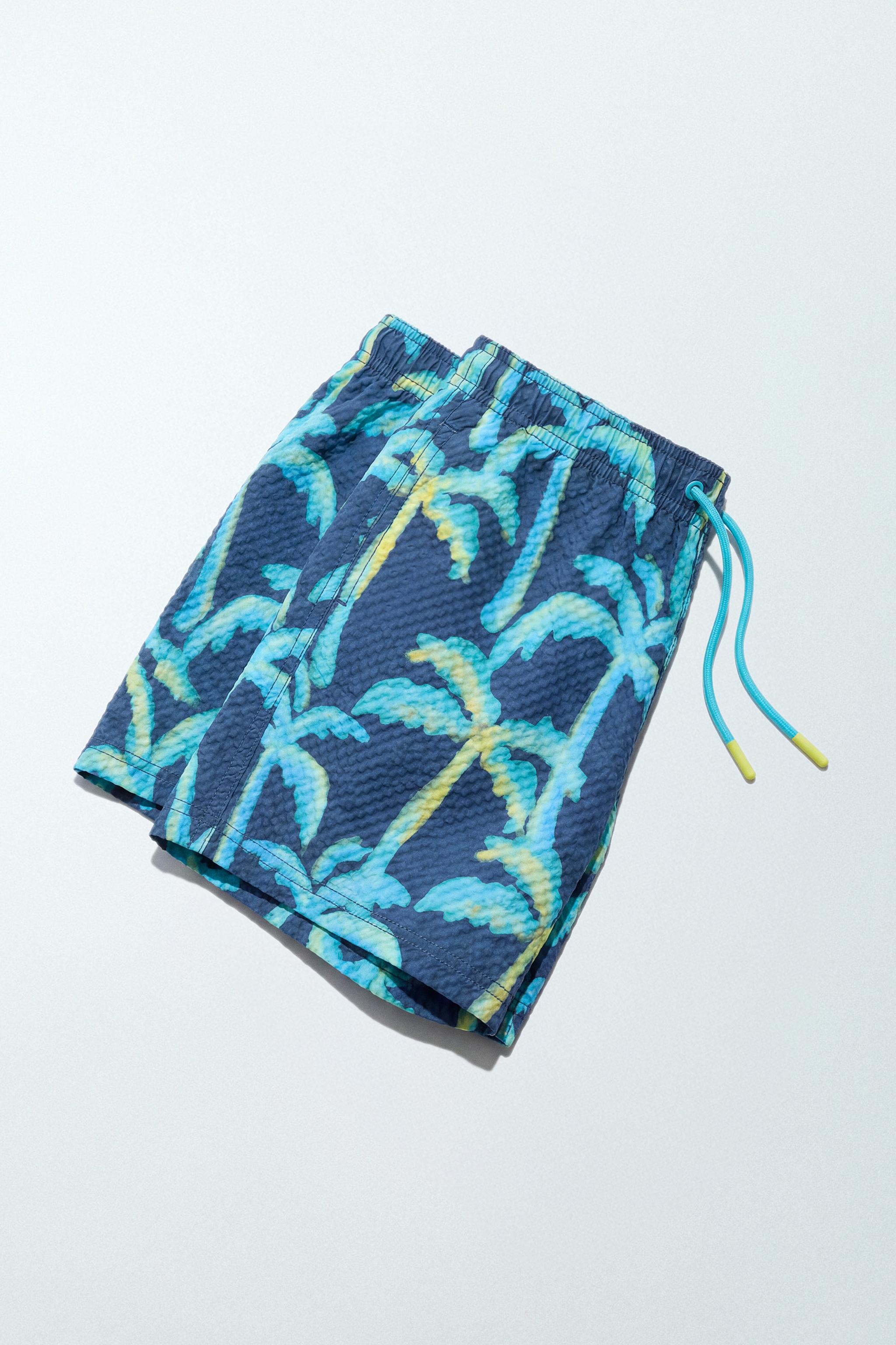 6-14 YEARS/ PALM TREE SWIM SHORTS — Blue