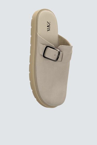 LEATHER BUCKLE CLOGS - Beige by Zara - Image 3