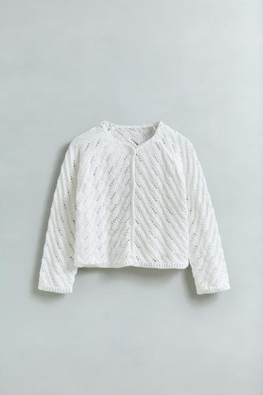 CHAQUETA PUNTO TEXTURA - Branco de Zara