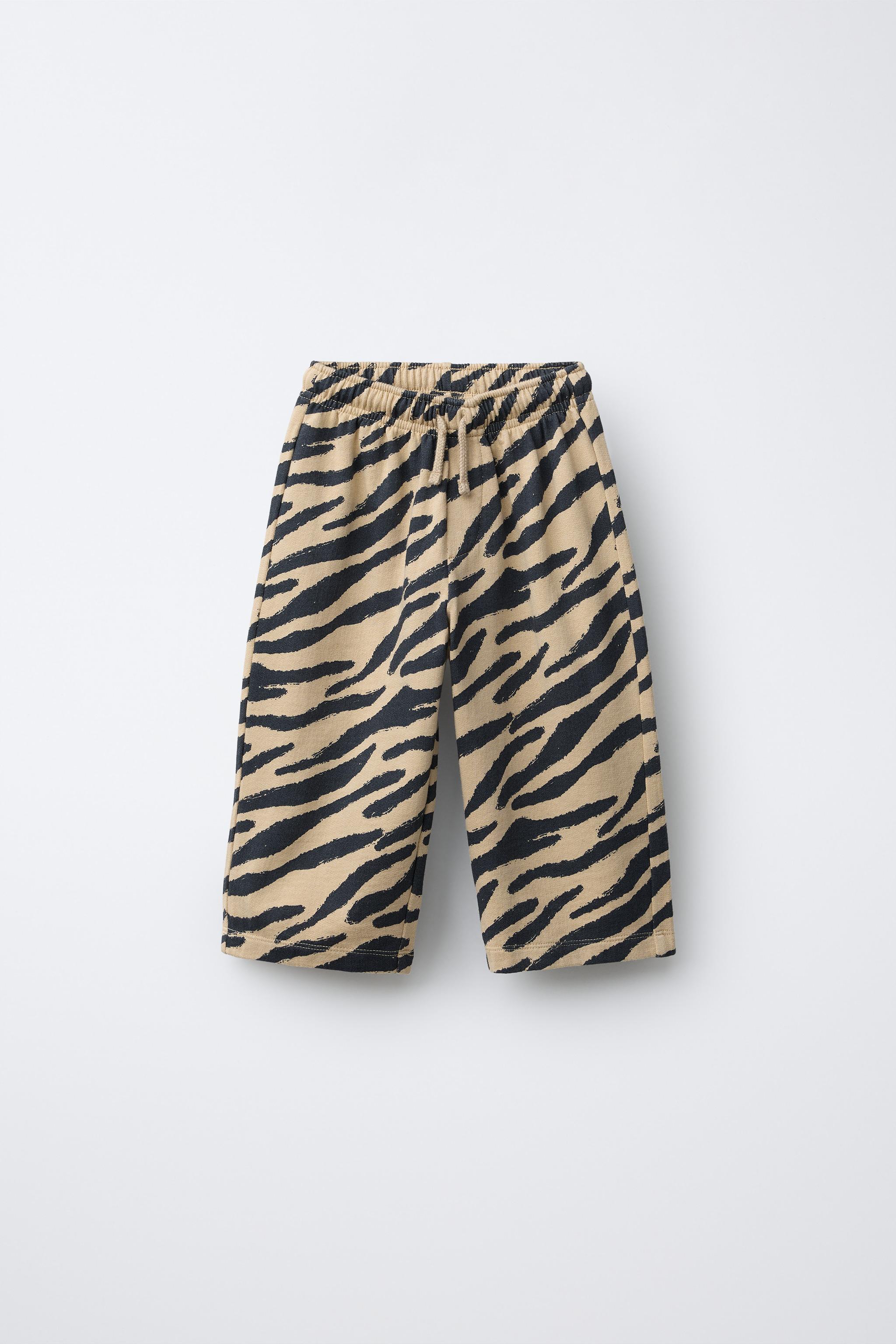 ANIMAL PRINT PLUSH STRAIGHT PANTS - Ocher | ZARA United States