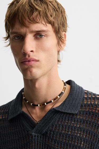 POLO EN MAILLE AJOURÉE - Gris anthracite de Zara - Image 5