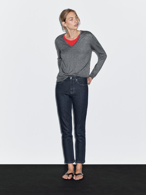 Mid-rise cropped slim fit jeans