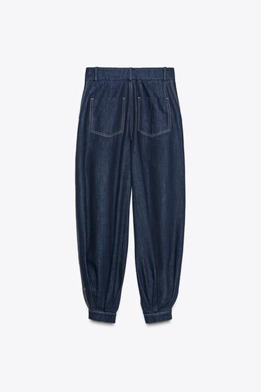 PANTALON DENIM BOUILLANT ZW COLLECTION - Bleu de Zara - Image 5