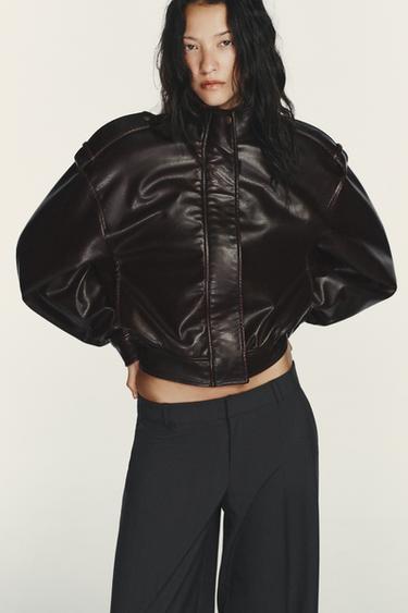 LOW-RISE PINSTRIPE TROUSERS - BLACK/ORANGE by Zara - Image 2