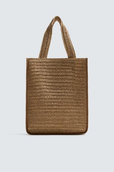 Zara WOVEN SHOPPER BAG - Light beige