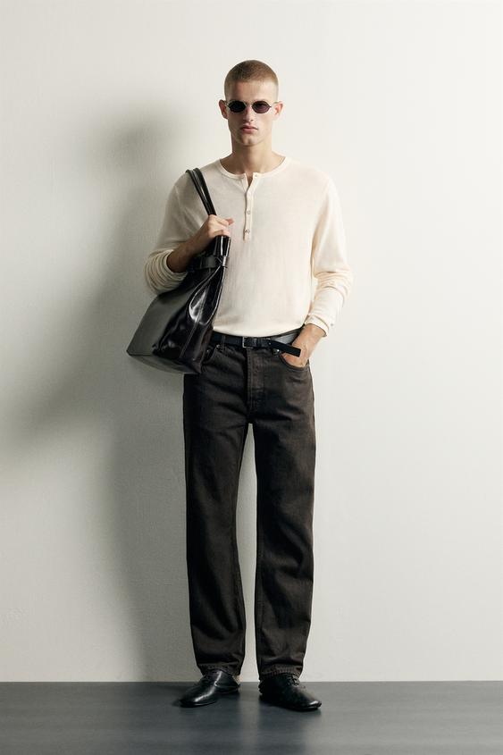 KNIT HENLEY T-SHIRT - Ecru by Zara - Image 0