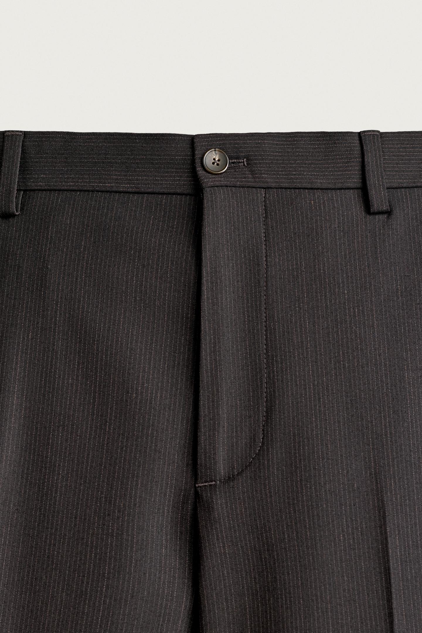 Мужские брюки Zara Striped Regular Fit Suit, цвет: Тёмный коричневый — фото 8