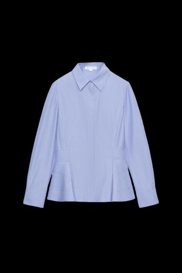 CAMISA POPELÍN PEPLUM ZW COLLECTION - Azul vigoré de Zara