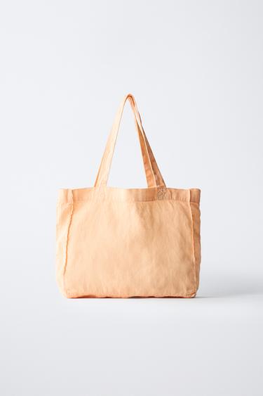100% LINEN TOTE BAG - Tangerine by Zara - Image 4