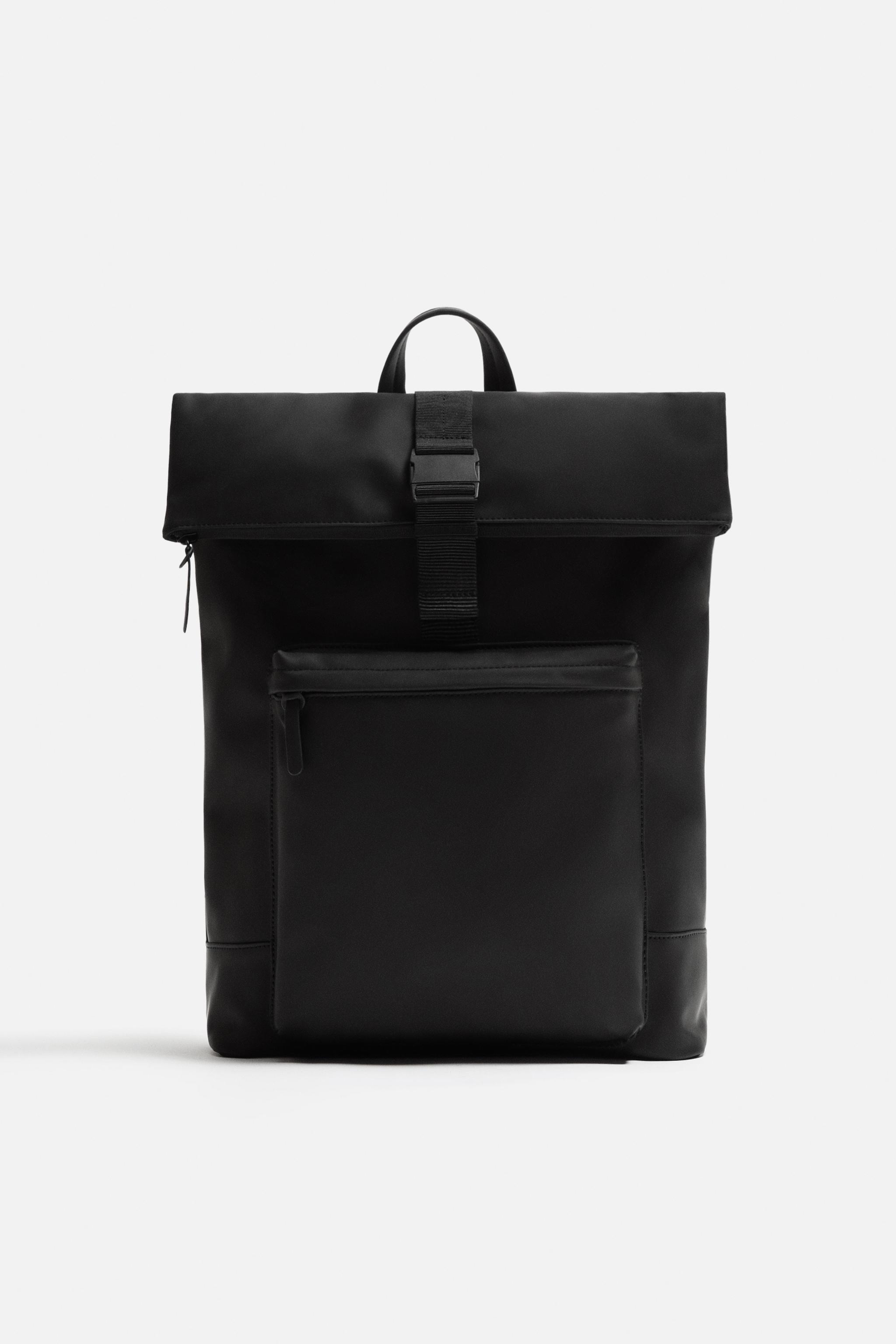 RUBBERIZED FLAP BACKPACK - Black | ZARA United States