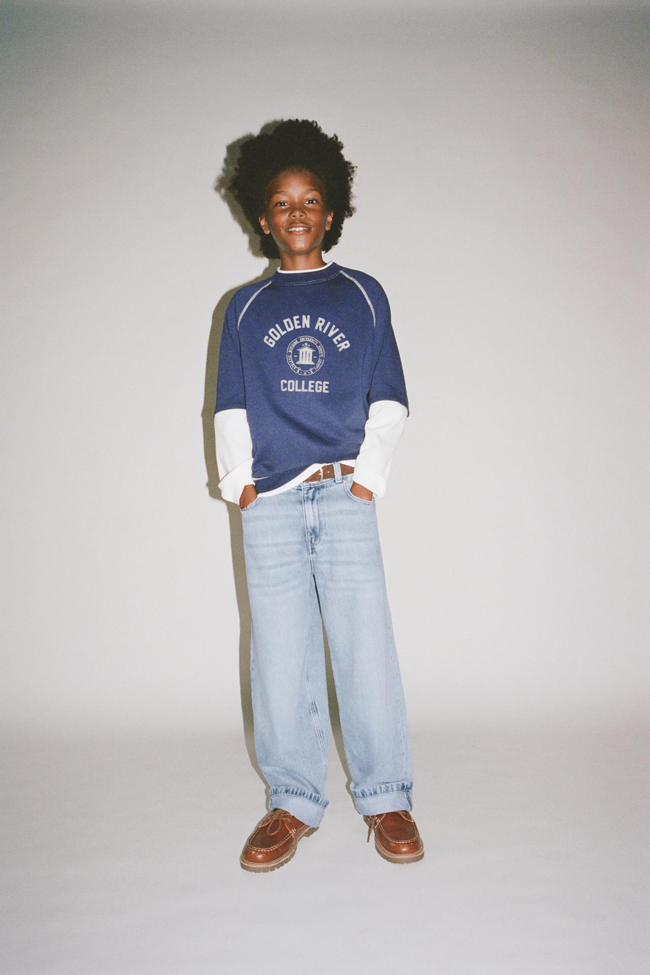 DOUBLE TEXT PRINT SWEATSHIRT — Blue