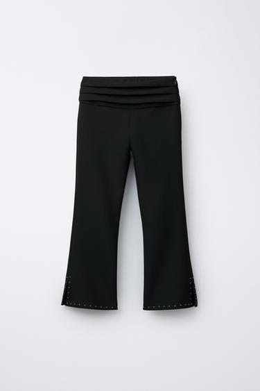 STUDDED FLARE TROUSERS - Black by Zara