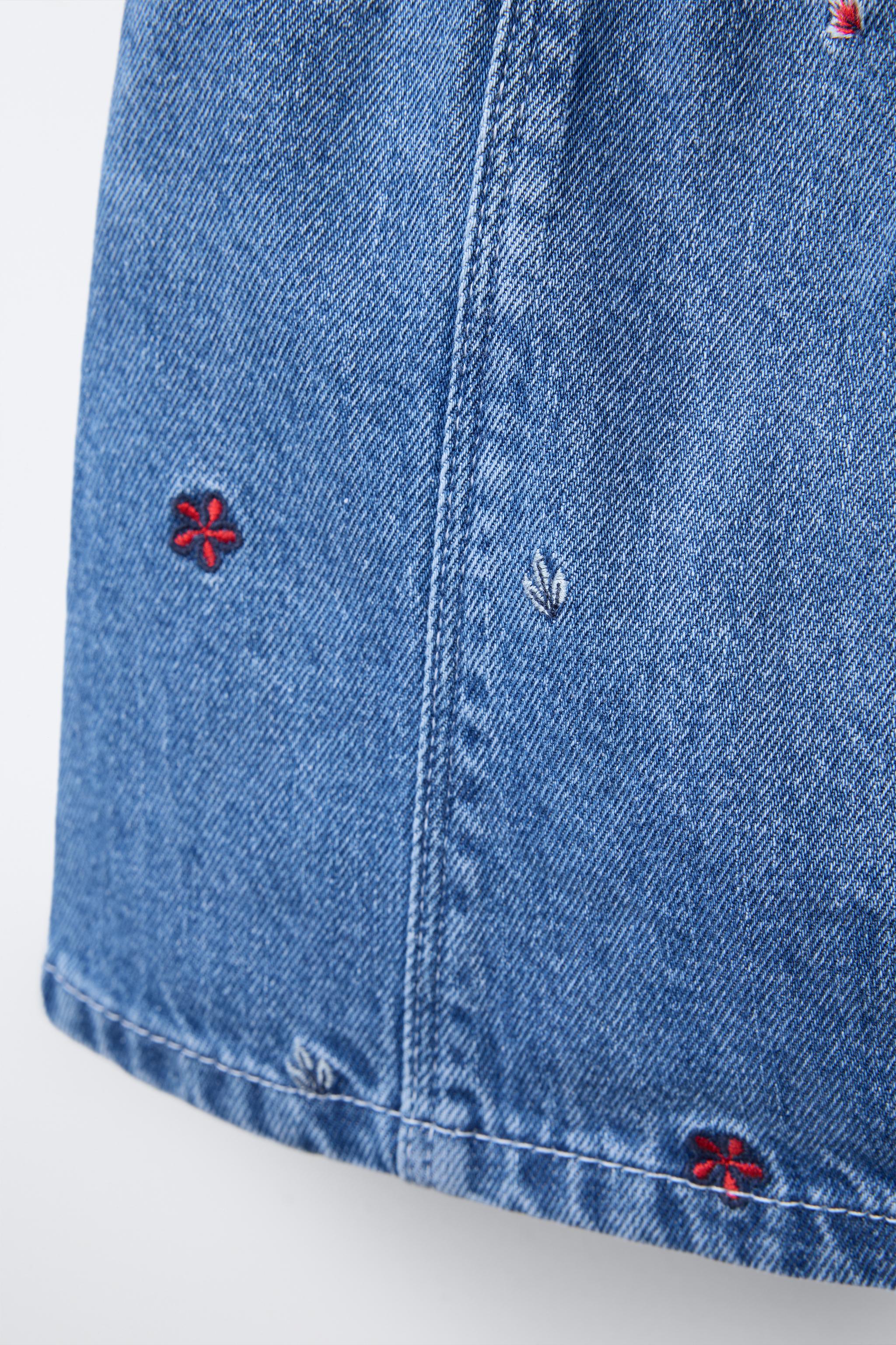 刺繍デニムスカート - ミディアムブルー | ZARA Japan / 日本