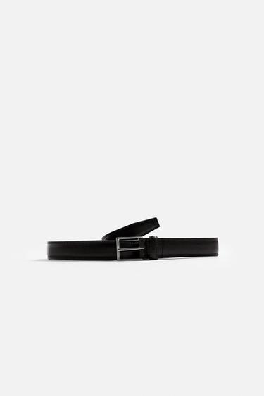 CINTURÓN PIEL PESPUNTE - Negro de Zara