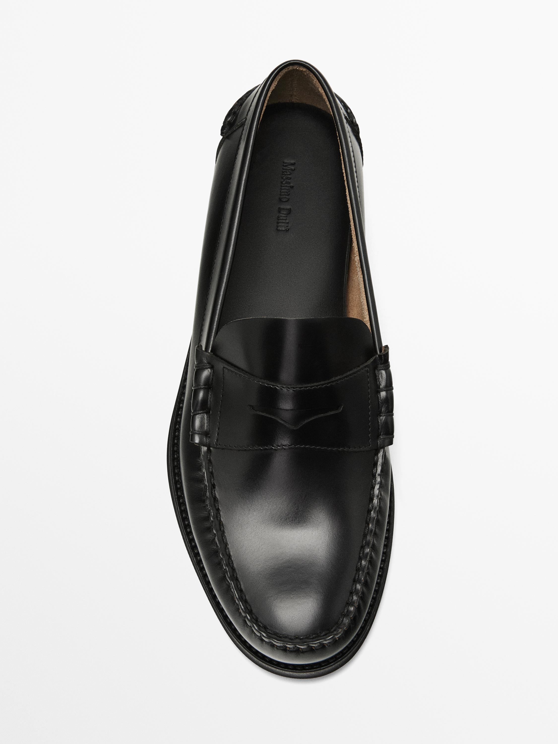 Leather loafers with penny strap
