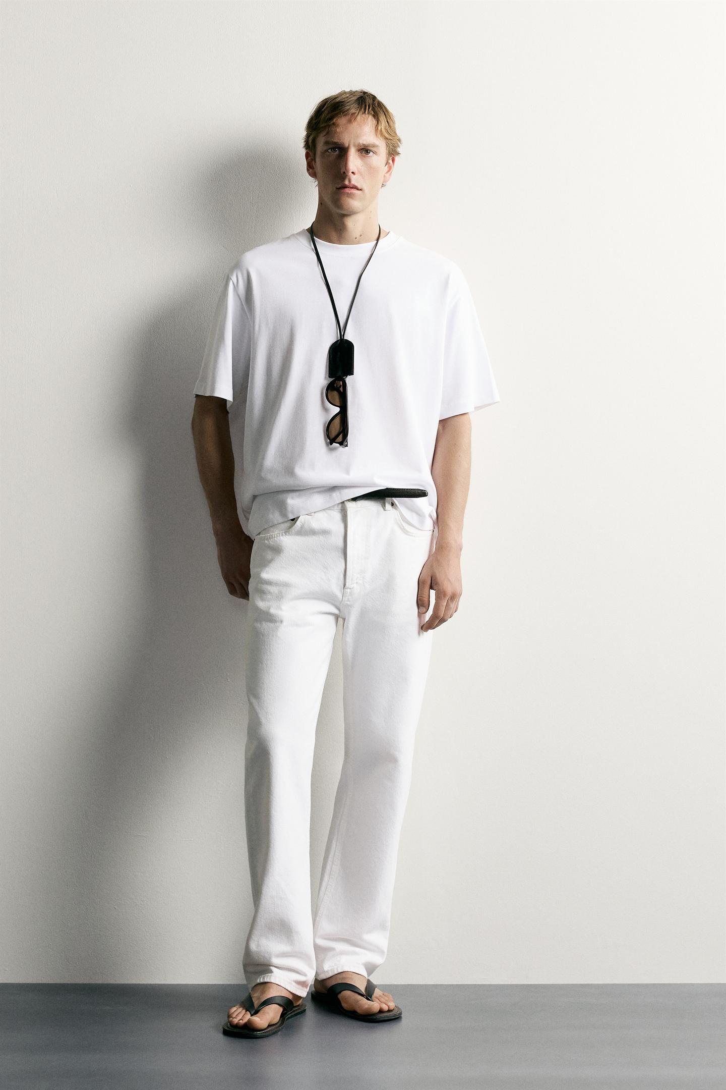 Мужская футболка Zara Relaxed Fit Embroidered, цвет: Белый — фото 1