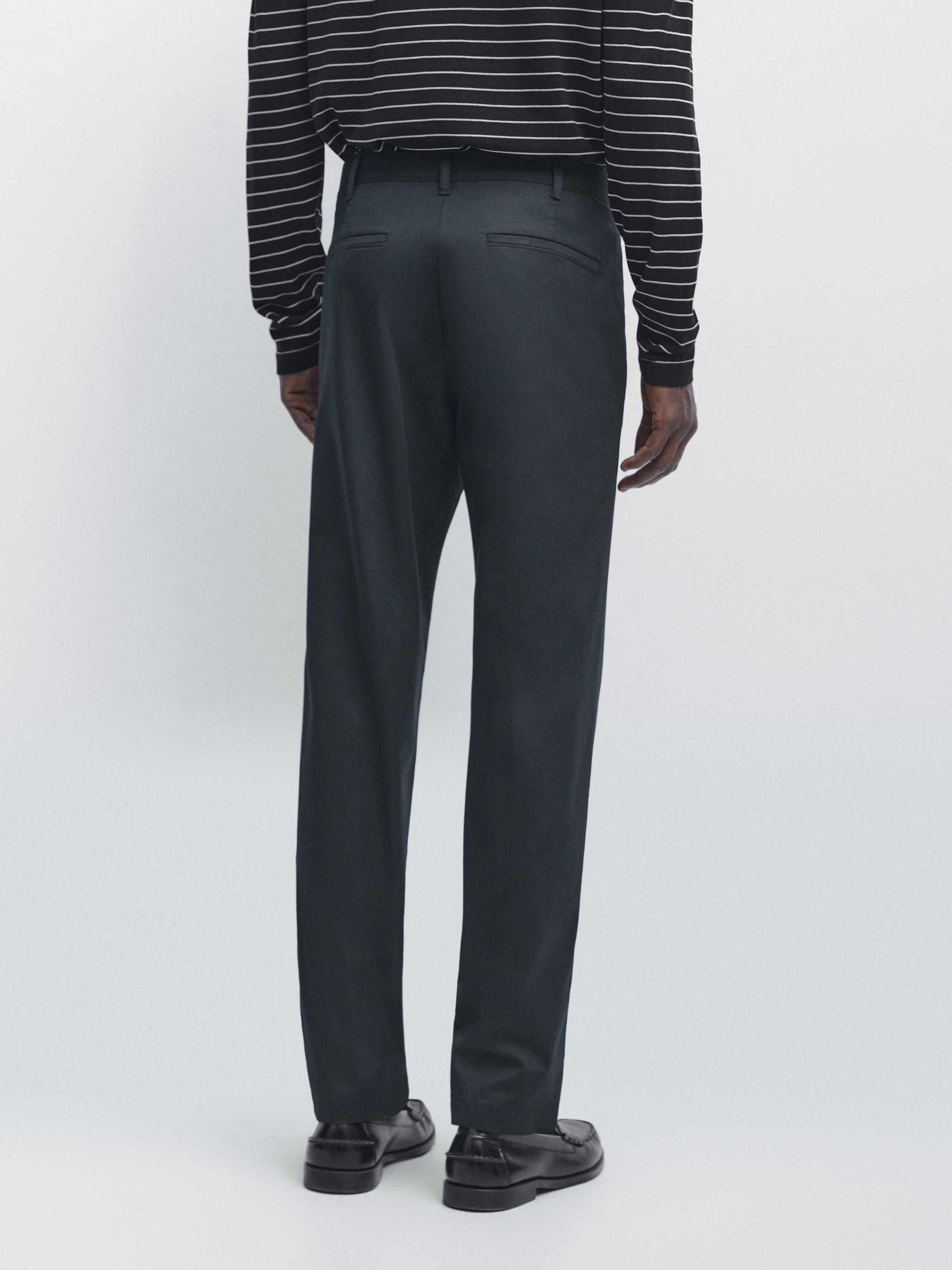 Cotton blend slim fit pants