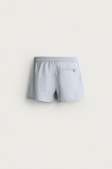 SEERSUCKER MID-LENGTH SWIM SHORTS — Sky blue 2