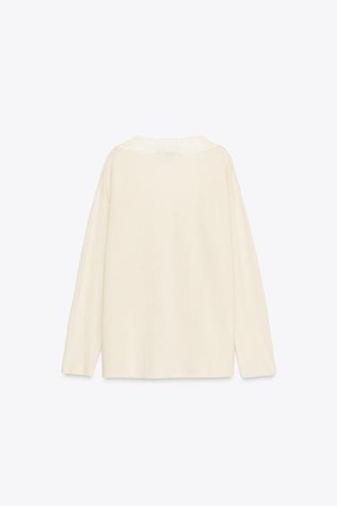 WOOL BLEND LACE KNIT SWEATER - Ecru by Zara - Image 6