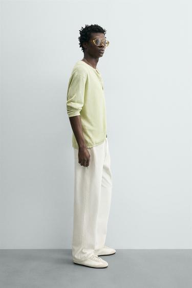100% HEMP HENLEY JUMPER - Light green by Zara - Image 3