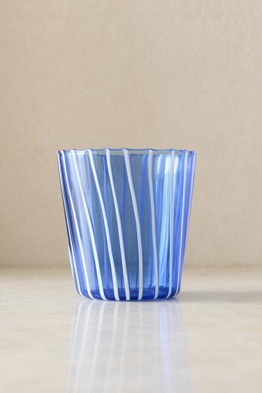STRIPED BOROSILICATE TUMBLER - Blue by Zara