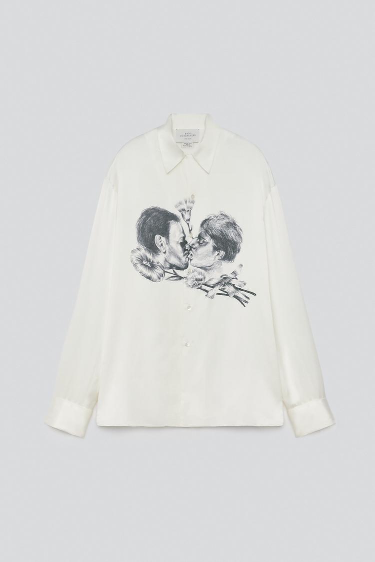 Camisa estampado beso 100 seda