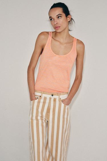 T-SHIRT RUSTIQUE À RAYURES - Oranges de Zara - Image 1