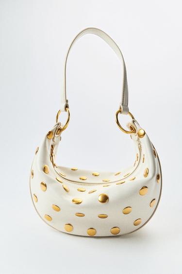 BOLSA DE OMBRO COM TACHAS - branco da Zara
