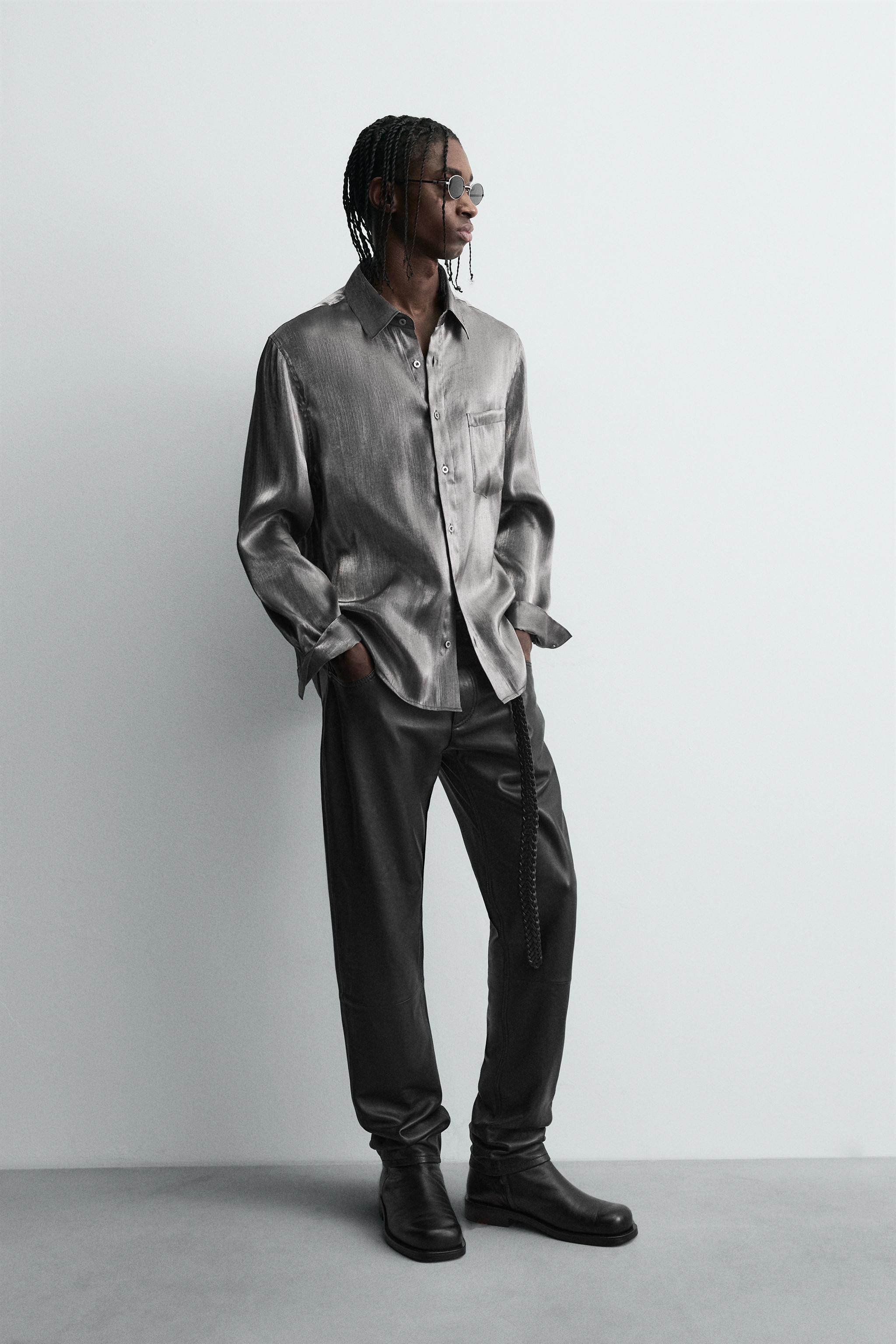 LEATHER SLIM FIT PANTS