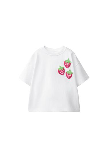 CAMISETA FRUTAS PUNTO CROCHET - Blanco roto de Zara