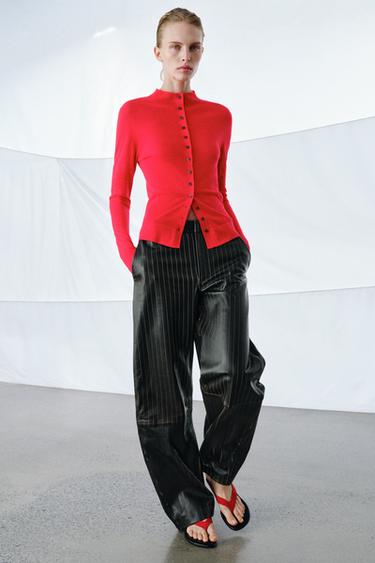 STRIPED LEATHER TROUSERS ZW COLLECTION LIMITED EDITION - Black by Zara