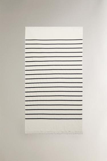 TOALLA PLAYA ALGODÓN RAYAS - Crudo / Marino de Zara