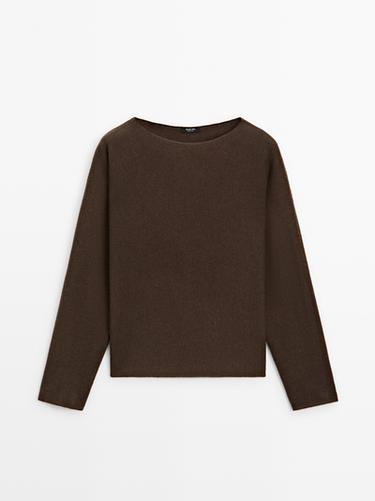 Zara Boat neck knit sweater - Brown - Image 0