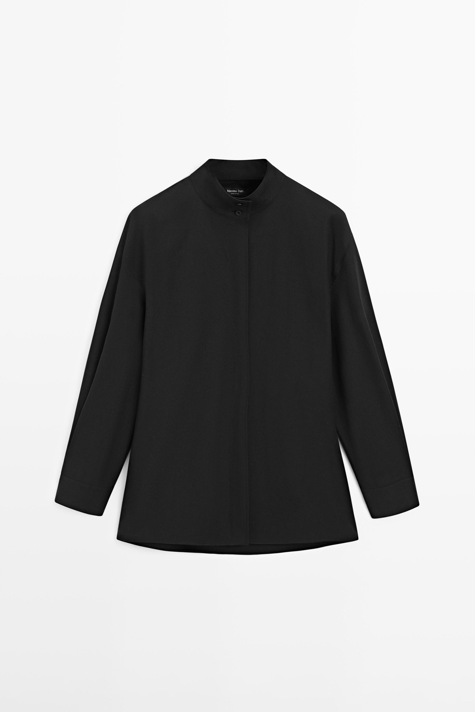 High neck shirt with strap detail