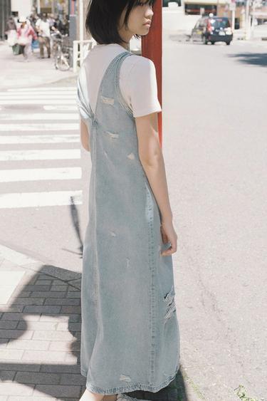 RIPPED TRF DENIM DRESS - Light blue by Zara