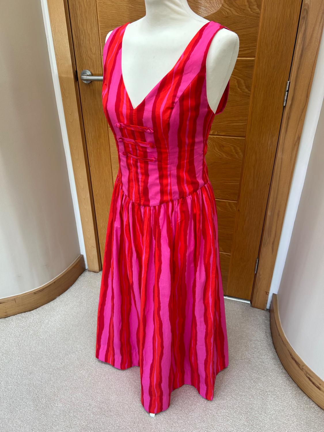 PINK  RED STRIPED SUN DRESS - Image 7