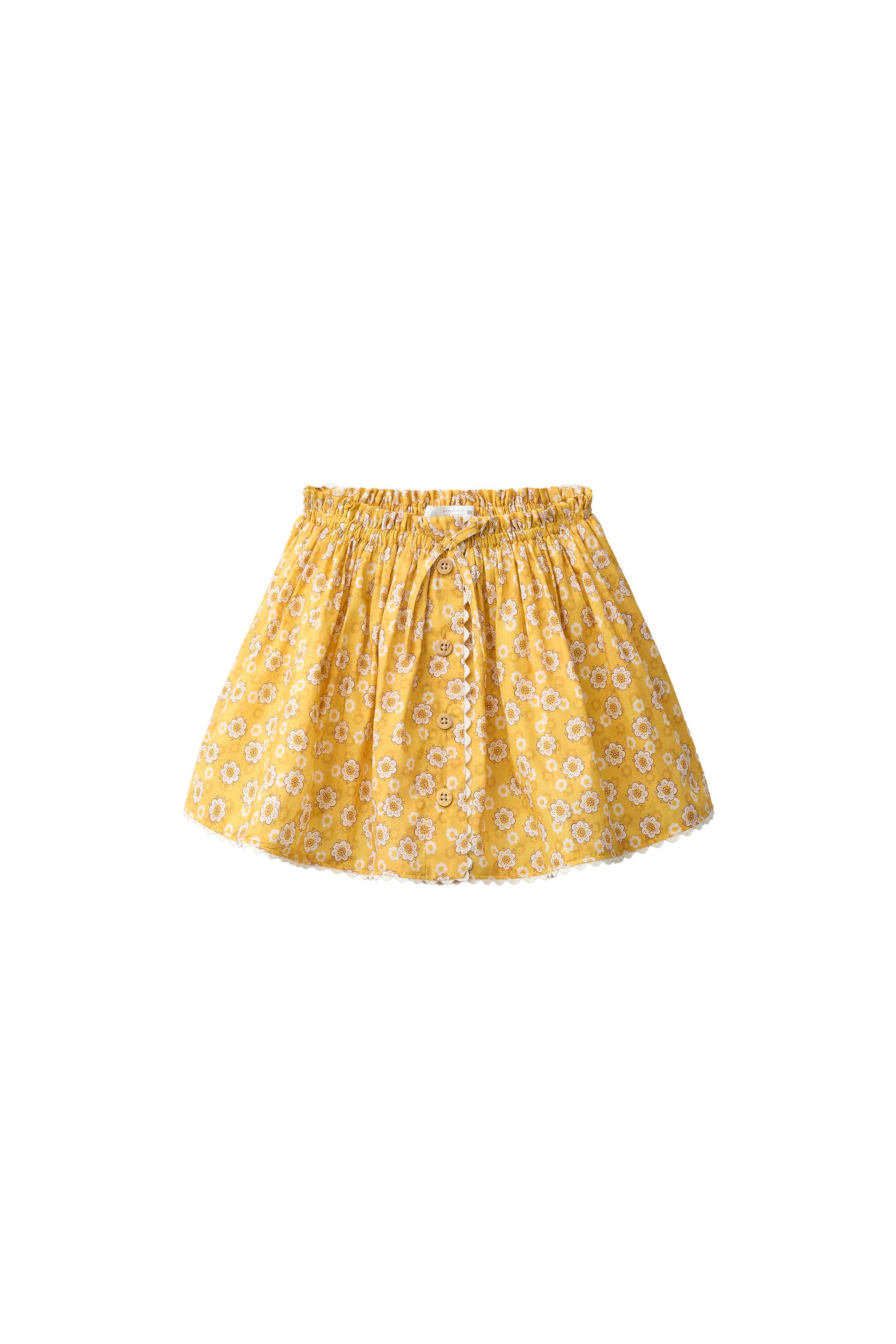 フラワー柄フリルスカート - パステルイエロー | ZARA Japan / 日本