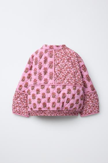 CHAQUETA ACOLCHADA FLORES - Rosado oscuro de Zara