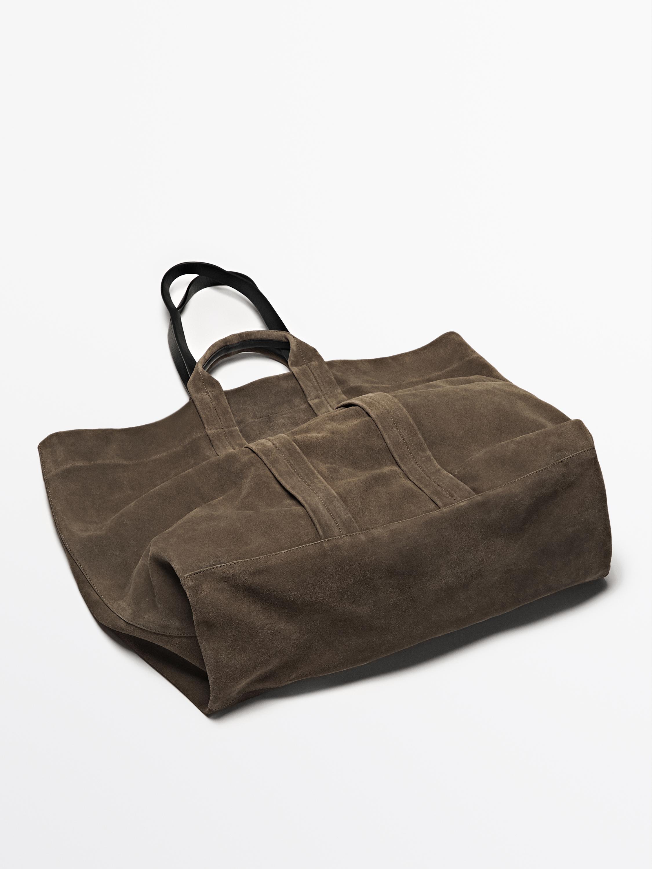 Sac cabas en croûte de cuir