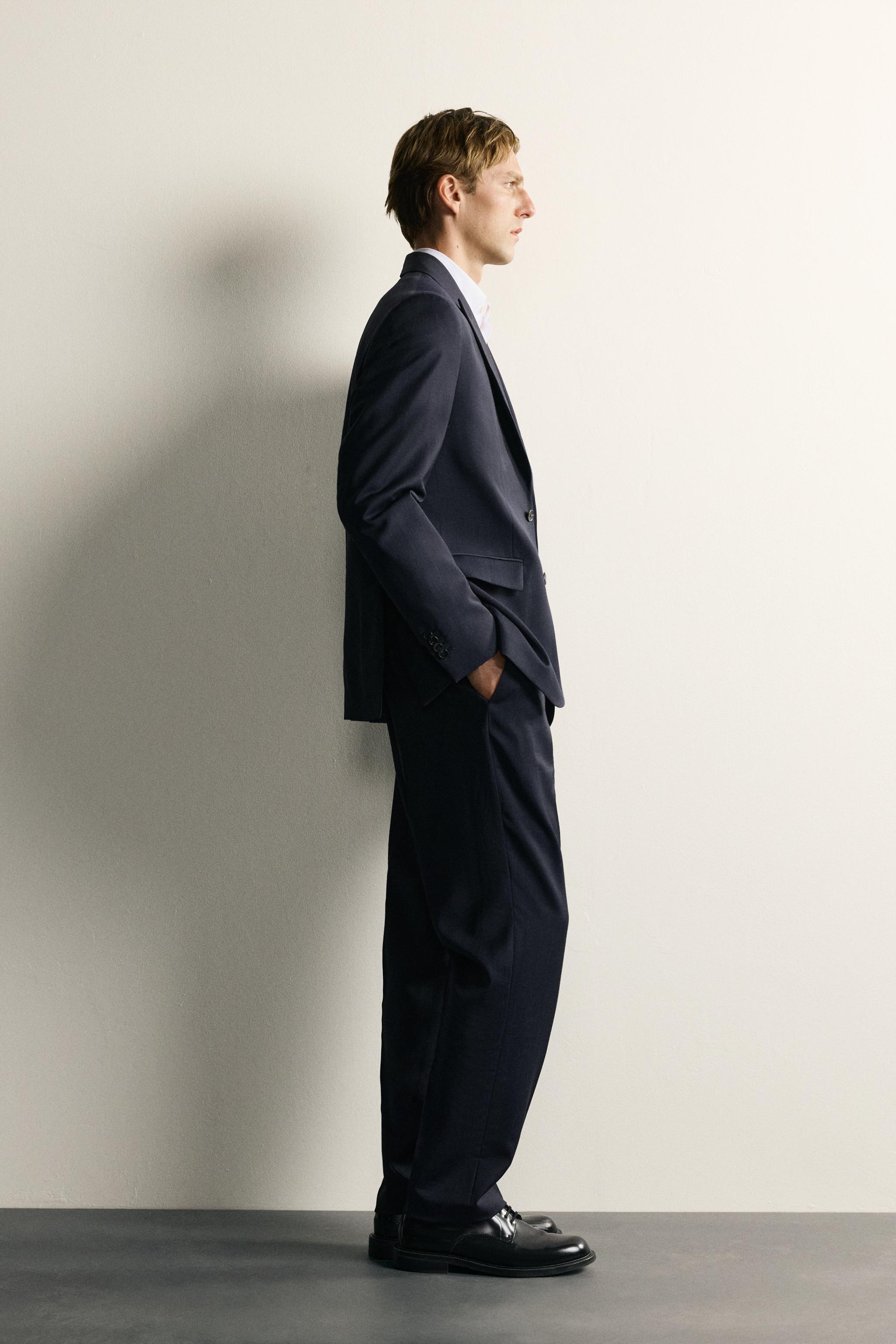 REGULAR FIT 100% WOOL PINSTRIPE SUIT BLAZER