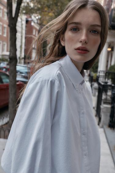 POPLIN BALLOON SHIRT - Oyster-white by Zara - Image 6