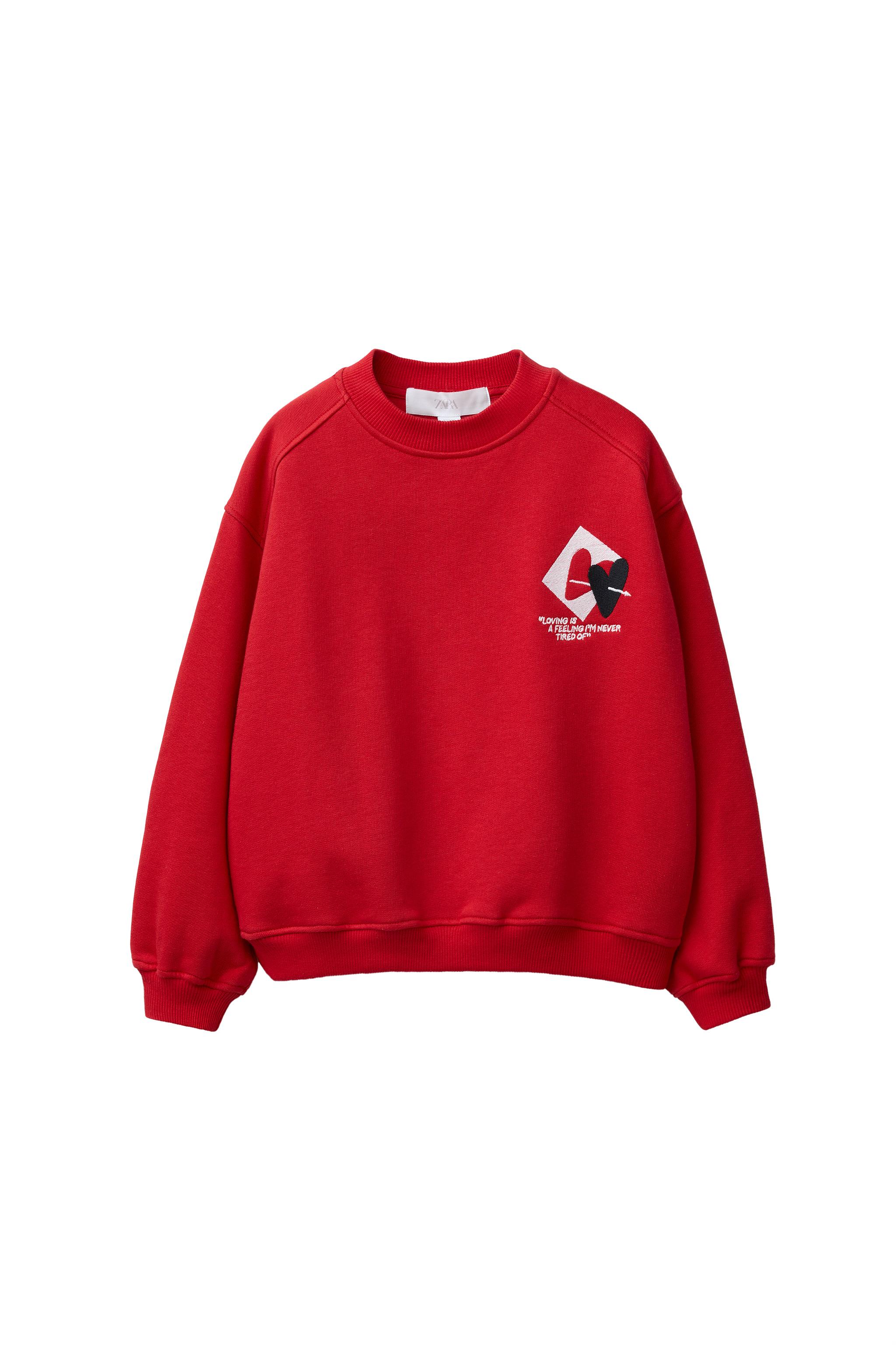 ハート柄スウェットシャツ - レッド | ZARA Japan / 日本