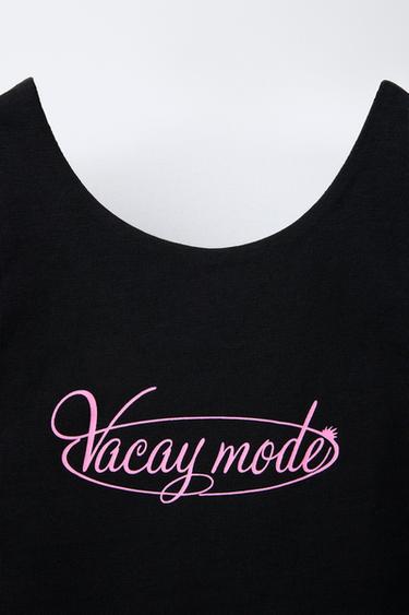 SLOGAN CROP TOP - Black by Zara - Image 2