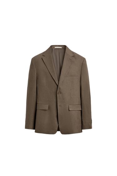 100% LINEN SUIT BLAZER - Mink marl by Zara