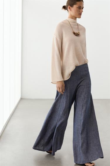 Pantalón palazzo detalle pliegues -  de Zara
